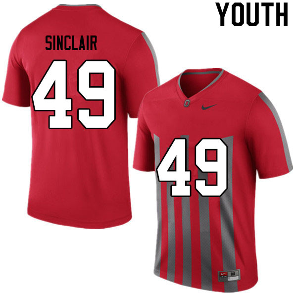 Ohio State Buckeyes Darryl Sinclair Youth #49 Retro Authentic Stitched College Football Jersey